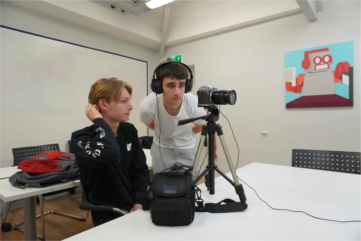 Jordan and Max filming content